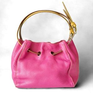 Vibrant Pink Mini Bag with Gold Accents